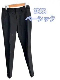 ZARA BASIC 美脚スラックス 黒 Sセンタープレス オフィス 訳あり