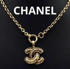CHANEL マトラッセ　CCロゴネックレス ゴールド