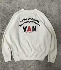 VAN JACレア物】 ニット セーター ロゴニット ネイビー 古着 アイビー 
