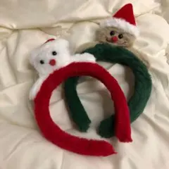 クリスマス カチューシャ 2個セット　サンタ　クッキーマン　コスプレ　ペアルック