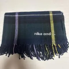 niko and... チェック柄マフラー ネイビーのサムネイル