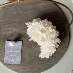 コサージュNo.55三日月 ホワイト&ぷちパールコサージュ卒業式 入学式 発表会