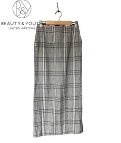 ビューティーアンドユース チェックバックスリット タイトスカート