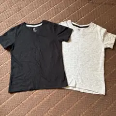 H&M VネックTシャツ 2枚セット 黒 グレー　100㎝