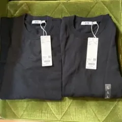 ユニクロユー　オーバーサイズ ニットTシャツ ブラック2着セット　L 新品未使用