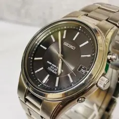 ☆SEIKO セイコー ソーラー チタン メンズ 腕時計 稼働 ブラック 黒