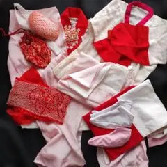 0304-2:子供用半襦袢・裾除け・足袋・帯揚げ・帯枕・巾着