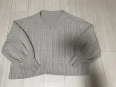 柄編みVネックトップスXリブスカートニットセットアップ トップスのみ