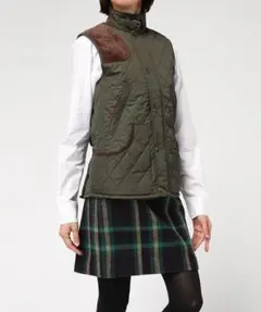 【美品】ポロラルフローレン キルティングベスト スエード カーキ ミリタリー