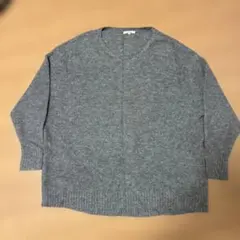 studioCLIP グレー Vネック ニットセーター 長袖 サイズM