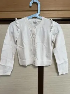 GAP 110センチ　ホワイト フリル付きカーディガン