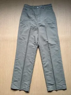 【美品】ユニクロ リネンブレンド タックワイドパンツ L カーキ 麻混