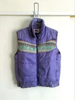 90s中綿ベストニット切り返しナイスカラー古着ノルディック