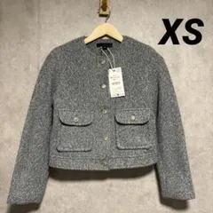 ZARA ブークレジャケット XS グレー 新品 長袖のサムネイル