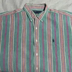 マルチストライプ　Ralph Lauren the big shirt xl