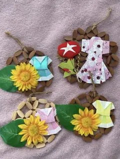 ハンドメイド 夏 壁掛け飾り 4点セット