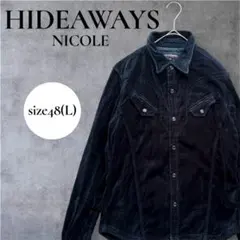 HIDEAWAYS NICOLE ベルベット　ウエスタンシャツ L ネイビー
