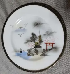 HAYASI FINE CHINA KUTANI 日本風景描写アンティーク丸皿のサムネイル
