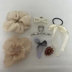 【最終値下げ】シュシュ ヘアクリップ リボン アクセサリー まとめ売りベージュ系