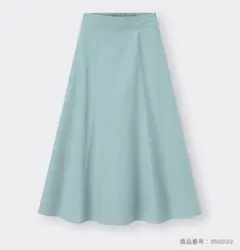 gu リネンブレンドフレアロングスカート ブルー