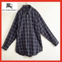 【大人気】Burberry チェックシャツ　長袖　ボタンダウン　チェック　ロゴ