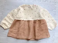 裏起毛トレーナー　小花柄　チェック　90