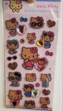 正規品　サンリオ　キラキララインストーンシール　日焼け　キティ　ぷっくり