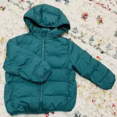 お得【ほぼ新品】グリーン フード付き ダウンコート 110cm~