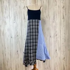 LANVIN en Bleu ＊ MIX生地 アシンメトリー キャミワンピース