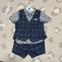 ベビー　フォーマルスーツ 70cm ネイビー チェック
