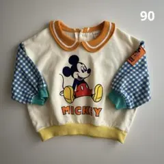 新品 (90) はるぴのママ コラボ ミッキー トレーナー 綿100% 裏毛
