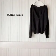 ジャイロホワイト 黒 カーディガン M コットン混 シンプル 定番 羽織 上品