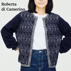 美品 Lサイズ ロベルタディカメリーノ カーディガン ブランドロゴ 総柄のサムネイル