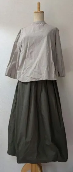 無印良品 MUJI　スタンドカラーシャツ　7分袖　ベージュ　Lサイズ