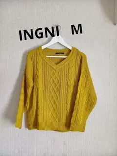 INGNI ケーブル編みイエローニット　М