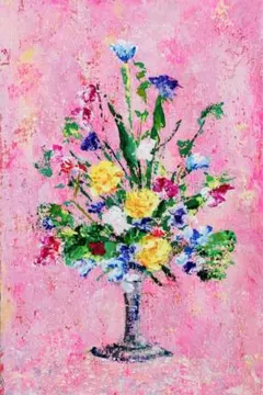 絵画　油絵　原画　一点物　北欧　ポップ　花　アート　インテリア　プレゼント　F4 絵画 油絵 原画 一点物 北欧 ポップ 花 アート インテリア プレゼント