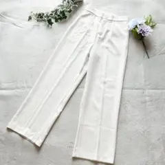 フィフス ꕤ タックストレートパンツ ハイウエスト センタープレス シンプル 白