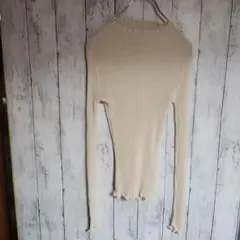 イング アイボリー リブ編み 長袖トップス　C-62