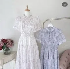 evelyn ラメフリル花柄OP ピンク