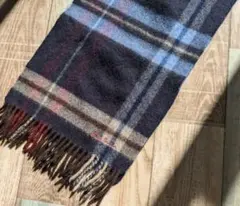 ウール チェック柄 マフラー フリンジ付き