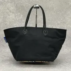 バーバリー ブルーレーベル トートバッグ ナイロン ノバチェック 黒のサムネイル