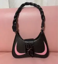 y2k 韓国　トレンド　鞄　カバン　デザイン ブラックハンドバッグ　ピンク