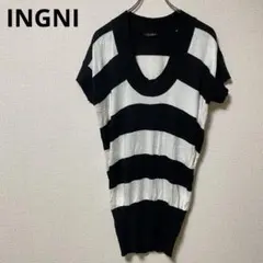 【INGNI】イング (M) / チュニック 半袖 ボーダー アンゴラ含