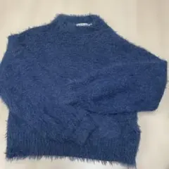 MOUSSY シャギーニット ブルー フリーサイズ