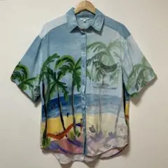 デシグアル　シャツ　夏　海　サーフィン　アロハ　アロハシャツ　柄　レーヨン　麻のサムネイル