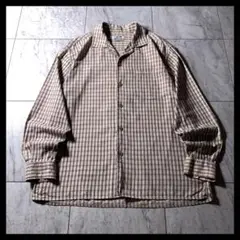 00s PIKO 短丈 ボックスシルエット チェックシャツ ベージュ 茶色 M