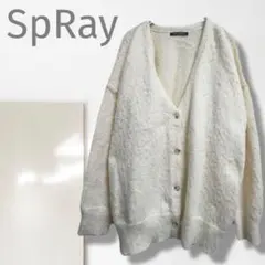 k3【スプレイ】カーディガン/美品 羽織りチュニック丈 体型カバー 白 Vネック