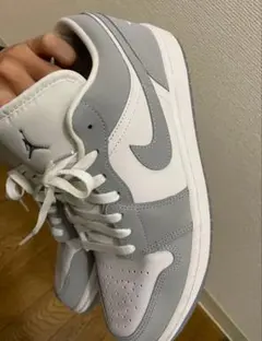 こ*ち様 NIKE AIR JORDAN 1 LOW グレー ホワイト 27.5