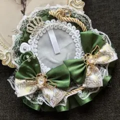 【 No.16 緑 × 白 】色違い◎ 痛ロゼット ハンドメイド