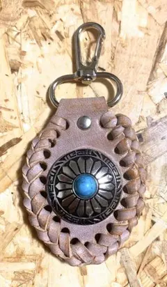 レザー編み込みキーリング ★キーホルダー